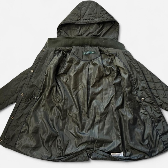 Ralph Lauren Quilted Dark Forest Green Jacket with crest and removable hood - Picture 3 of 8